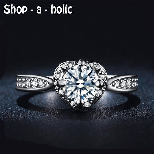 *** 1.25 CARAT HEART CUBIC ZIRCONIA RING * Size 8 /  P 1/2***