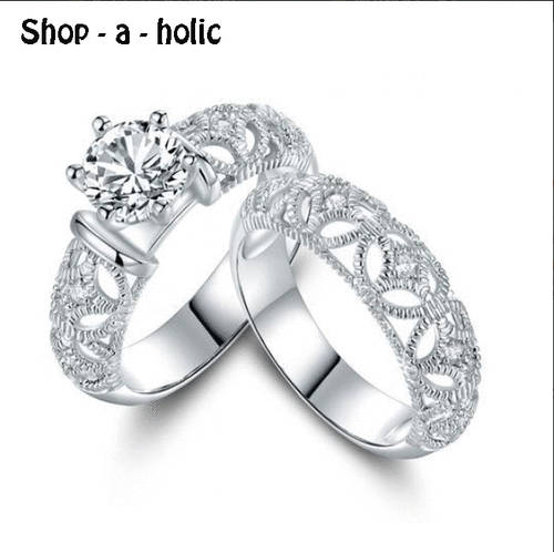 ***1 CARAT ~ SIMULATED DIAMOND ~ BAGUE BIJOUTERIE ENGAGEMENT SET  * Size 6  / L  ***
