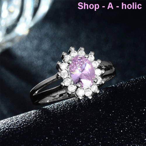***  BEAUTIFUL~  PINK CUBIC ZIRCONIA RING * Size 8 / P ***