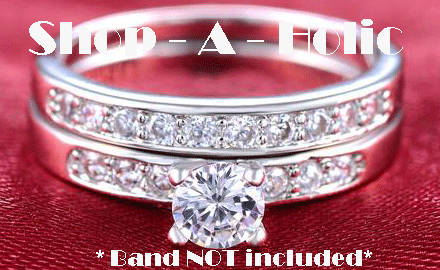 ***18K WHITE GOLD PLATED  ENGAGEMENT RING  * Size 7 / N 1/2***