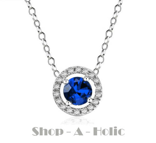 *** STUNNING AAA+ ROYAL BLUE CZ  PENDANT NECKLACE  ***