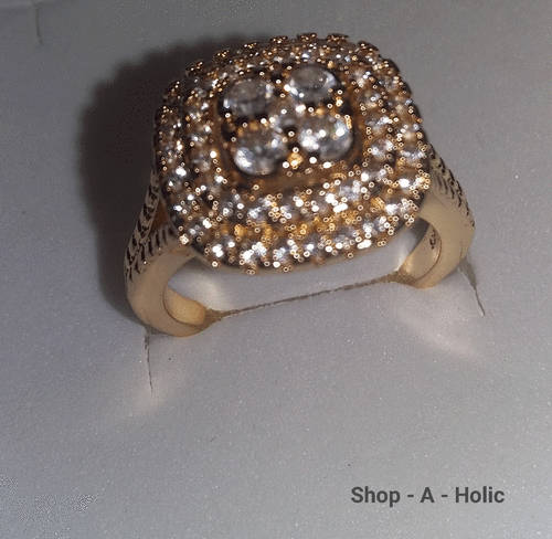 *** ROYAL STYLE SIM DIAMOND ENG RING * 925 GOLD PLATED * Size 6 / 8 AVAILABLE ***