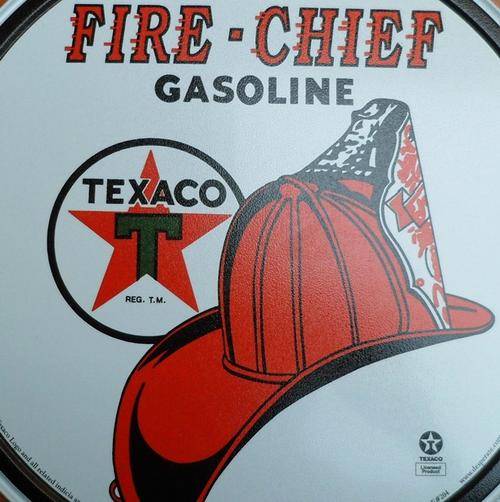 TEXACO FIRE CHIEF GASOLINE ROUND Steel Baked Enamel Sign Offical Texaco Product