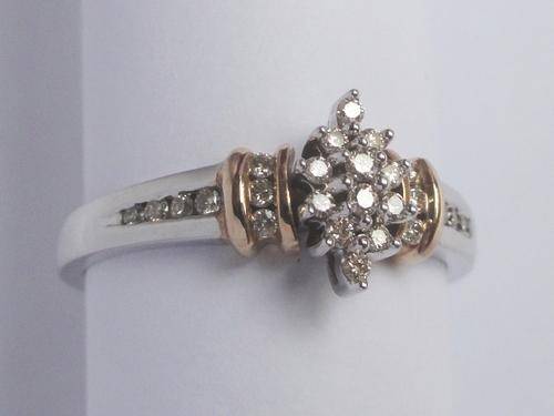 RARE MARQUISE CLUSTER 1/4CT DIAMOND ENGAGEMENT RING 9CT SOLID WHITE GOLD