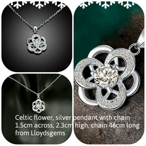 925 Celtic Flower Pendant, Silver Flower pendant with chain