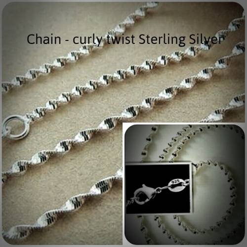 Chain 925 - Stunning, Sparkle, Twist, Sterling Silver, Twist Sparkle Chain, FREE VELVET BAG,