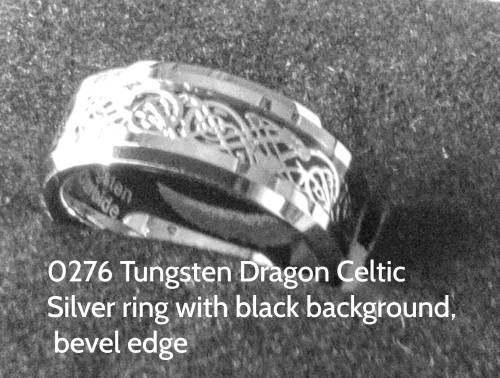 Tungsten Dragon Celtic Ring, Silver, 8MM ,SIZE 8 to 12