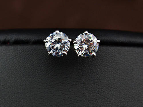 ***GORGEOUS! 18K WHITE GOLD PLATED 2CT CZ EARRINGS***