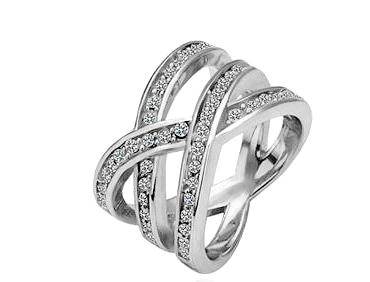 ***GORGEOUS! 18K WHITE GOLD PLATED CRISS CROSS DRESS RING***SIZES 8 or 9