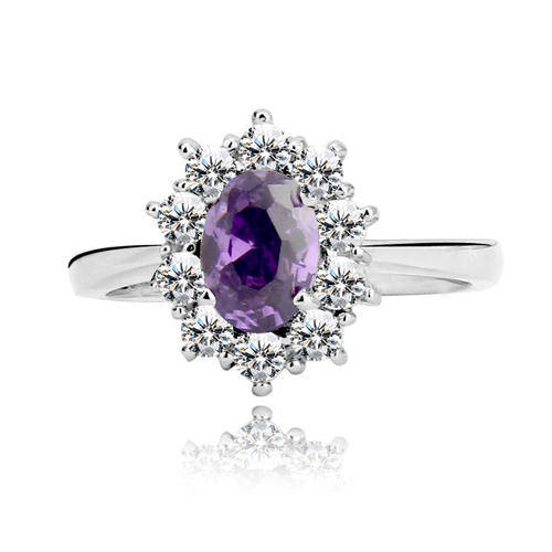 GORGEOUS! 925 STERLING SILVER PURPLE DRESS RING Free ring box, SIZE 6