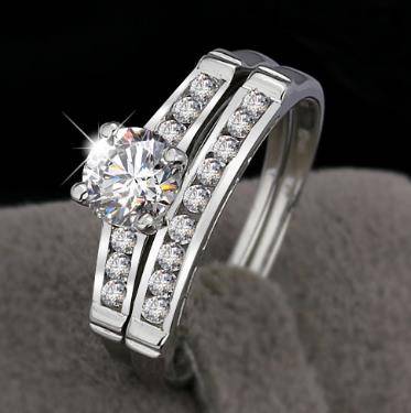 ***GORGEOUS! 925 STERLING SILVER 2 PIECE WEDDING SET CZ RINGS***SIZES 6, 7, 7.5,  8 or 9