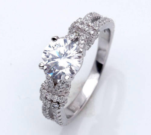 ***BEAUTIFUL 925 SILVER CZ ENGAGEMENT RING***SIZE 6