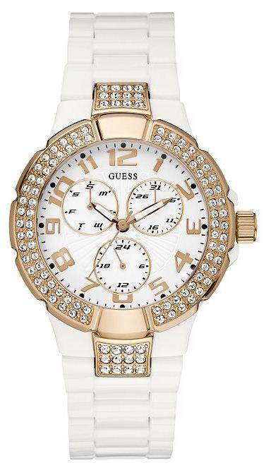 GUESS WHITE POLYCARBONATE STRAP ROSE GOLD LADIES WATCH U13608L1***FREE SHIPPING***
