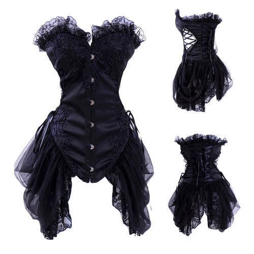 HOT Black Corset with fitted lace skirt  - MEDIUM IN STOCK NOW