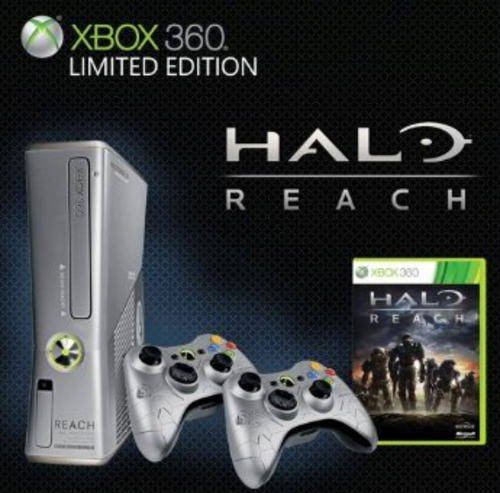 Xbox 360 SLIM SILVER LIMITED EDITION HALO REACH 250gig with 2 Controllers! LIMITED SPECIAL!!