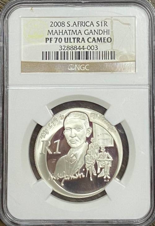 South Africa 2008 Mahatma Gandhi S1R NGC PF 70 ULTRA CMEO