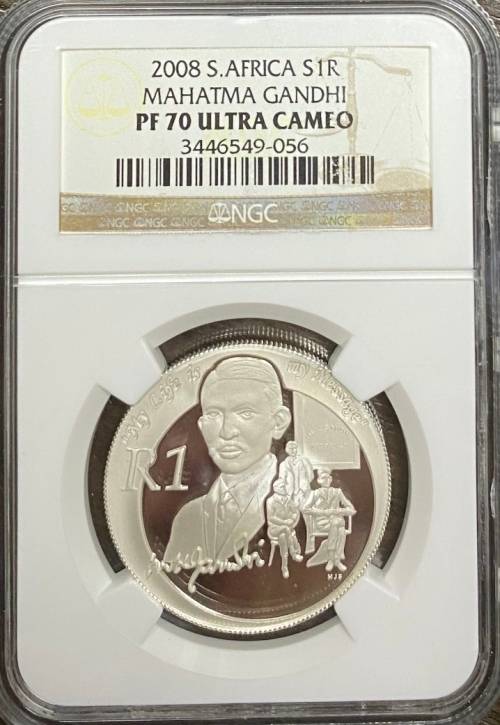 South Africa 2008 Mahatma Gandhi S1R NGC PF70 Ultra Cameo