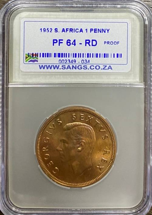 South Africa 1952 1P SANGS PF64RD