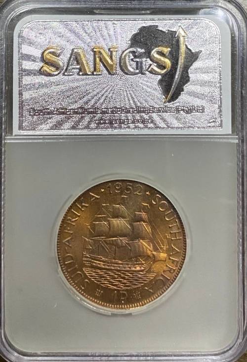 South Africa 1952 1P SANGS PF64RD