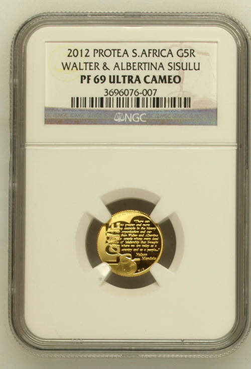 2012 Walter and Albertina Sisulu PF 69 ULTRA CAMEO 1/10 Oz