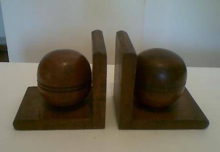 Wooden  Bookends with Turned Wooden Ball