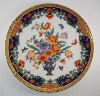 Stunning Japanese Plate with Flowers and Butterflys Highlighted In Gold.