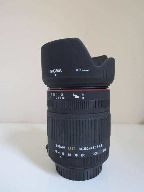 Sigma 28-300mm f/3.5-6.3 DG Macro lens PLUS Lens hood (Canon)