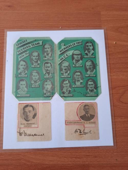 1938/39 MCC touring cricket team,16 original autographs