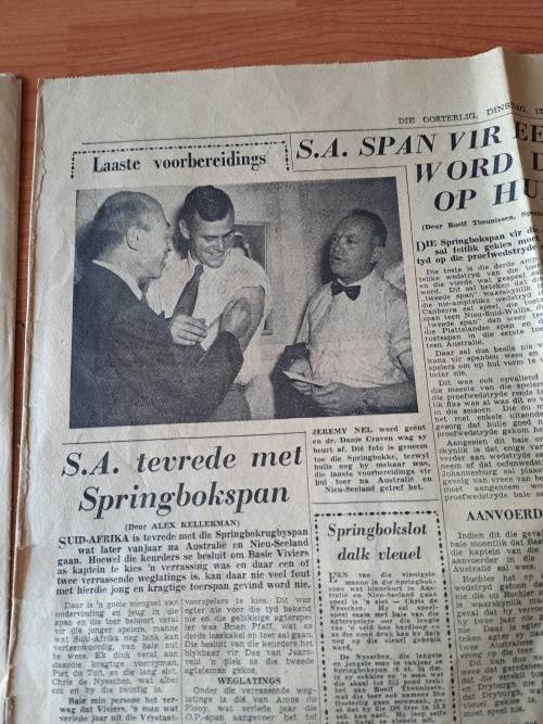 Oosterlig ,17April 1956,Springbok touring side photos