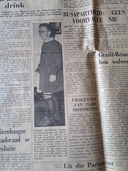 Oosterlig ,17April 1956,Springbok touring side photos