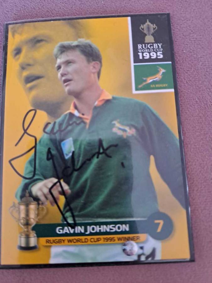 1995 World Cup rugby winner, Gavin Johnson original autograph