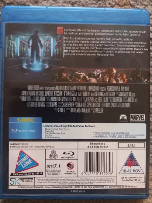 Iron Man 3 (Blu Ray)