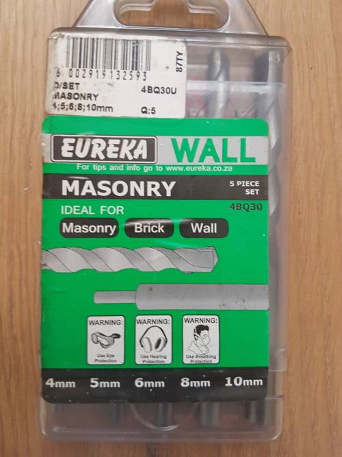 NEW 5 pieced drill bit sets for Wood, Steel and Masonry. Two sets of each, in one lot!!!