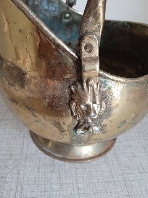 Antique brass coal scuttle helmet in need of TLC