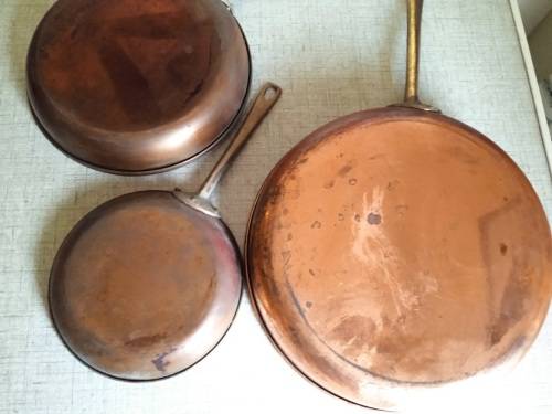 3 x Vintage Copper and brass pans for decoration