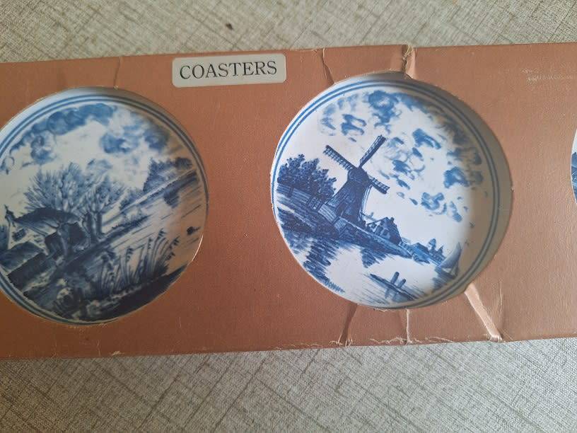 Lovely blue and white ceramic coasters