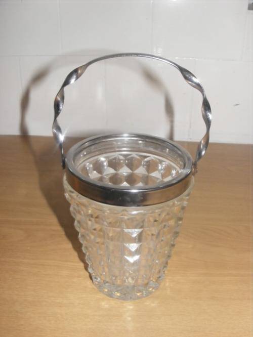 PRESSED GLASS ICE BUCKET FOR TWO