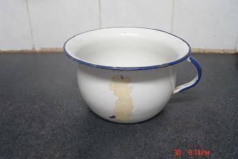OLD ENAMEL CHAMBER POT