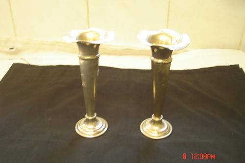 MATCHING PAIR OF SILVER PLATED VASES