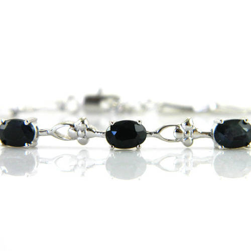 STUNNING 2.8ct Genuine Black Sapphire Bracelet 925 Sterling Silver