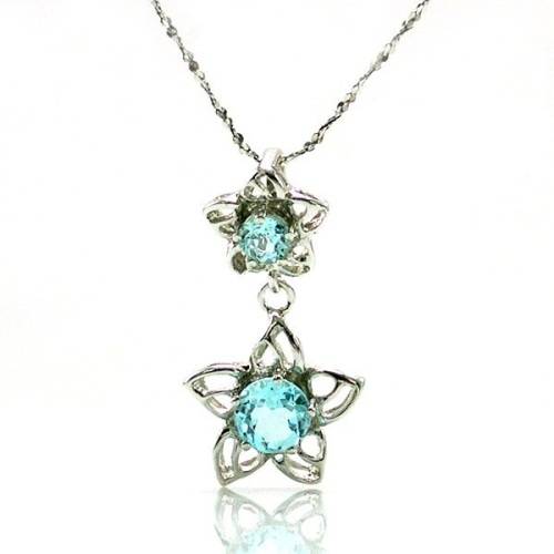 STAR NATURAL Blue Topaz Pendant 925 Silver
