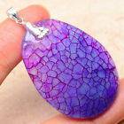 PENDANT~BLUE DRAGON VEINS AGATE GEMSTONE 100% SOLID 925 STERLING SILVER PENDANT