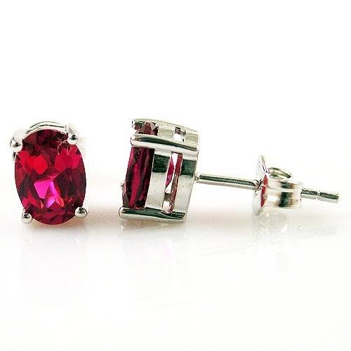 Earrings- Lovely Lab created Ruby Stud Earrings .925 Silver