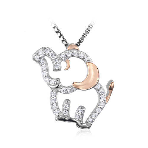 PENDANT~Elephant Lovely Pretty Cubic Zirconia Pendant 925 Sterling Silver