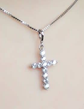 PENDANT~0.7ct Cubic Zirconia Cross Pendant 925 Sterling Silver