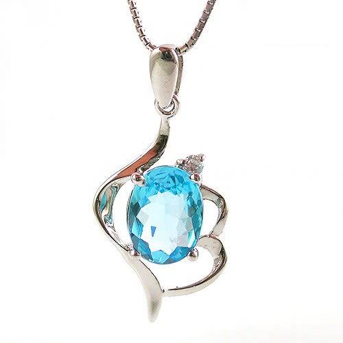 Pendant~2.2ct Genuine Sky Blue Topaz Pendant Solid 925 Sterling Silver
