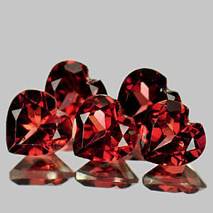 4.51 Ct. 5 Pcs. Heart Shape Natural Burgandy Red Rhodolite Garnet