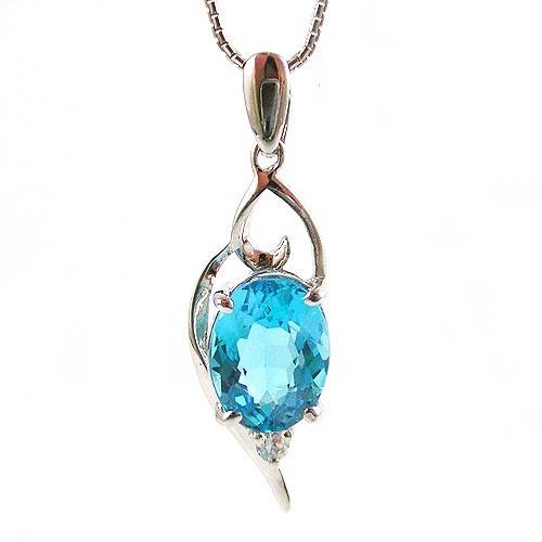 .925 Sterling Silver 2.2ct Genuine Swiss Blue Topaz Pendant