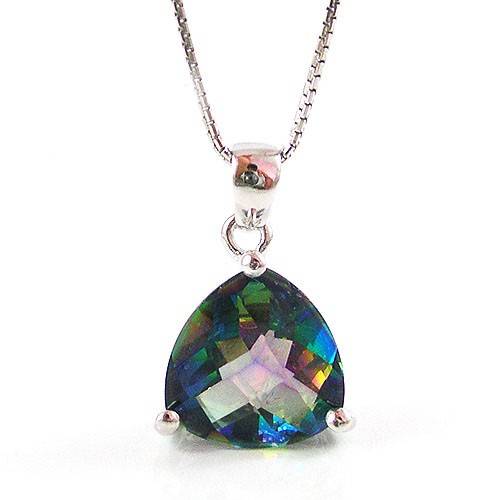 Trigon 5.5ct Genuine Rainbow Blue Topaz Pendant 925 Sterling Silver