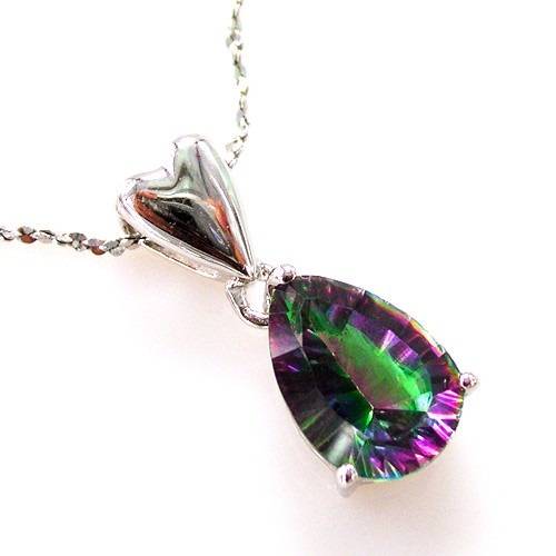 LOVELY 2Ct Mystic Topaz Pendant 925. Sterling Silver